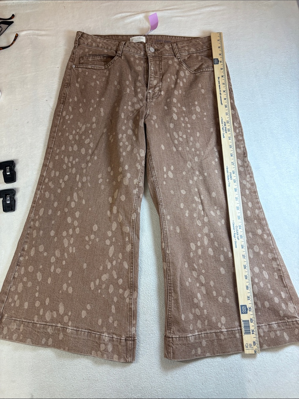 Pilcro Brown Spotted Wide-Leg Jeans
